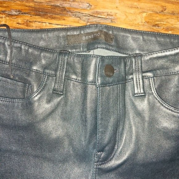 *GENETIC SHYA ZIP LEATHER CIGARETTE PANT COLOR NAVY/BLACK SZ 28 NEW WITH DEFECT - Picture 11 of 16